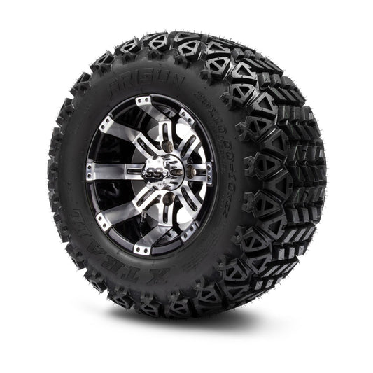 MODZ® 10" Tempest Machined Black Wheels & Off-Road Tires Combo (Arisun X Trail All Terrain 20x10-10)