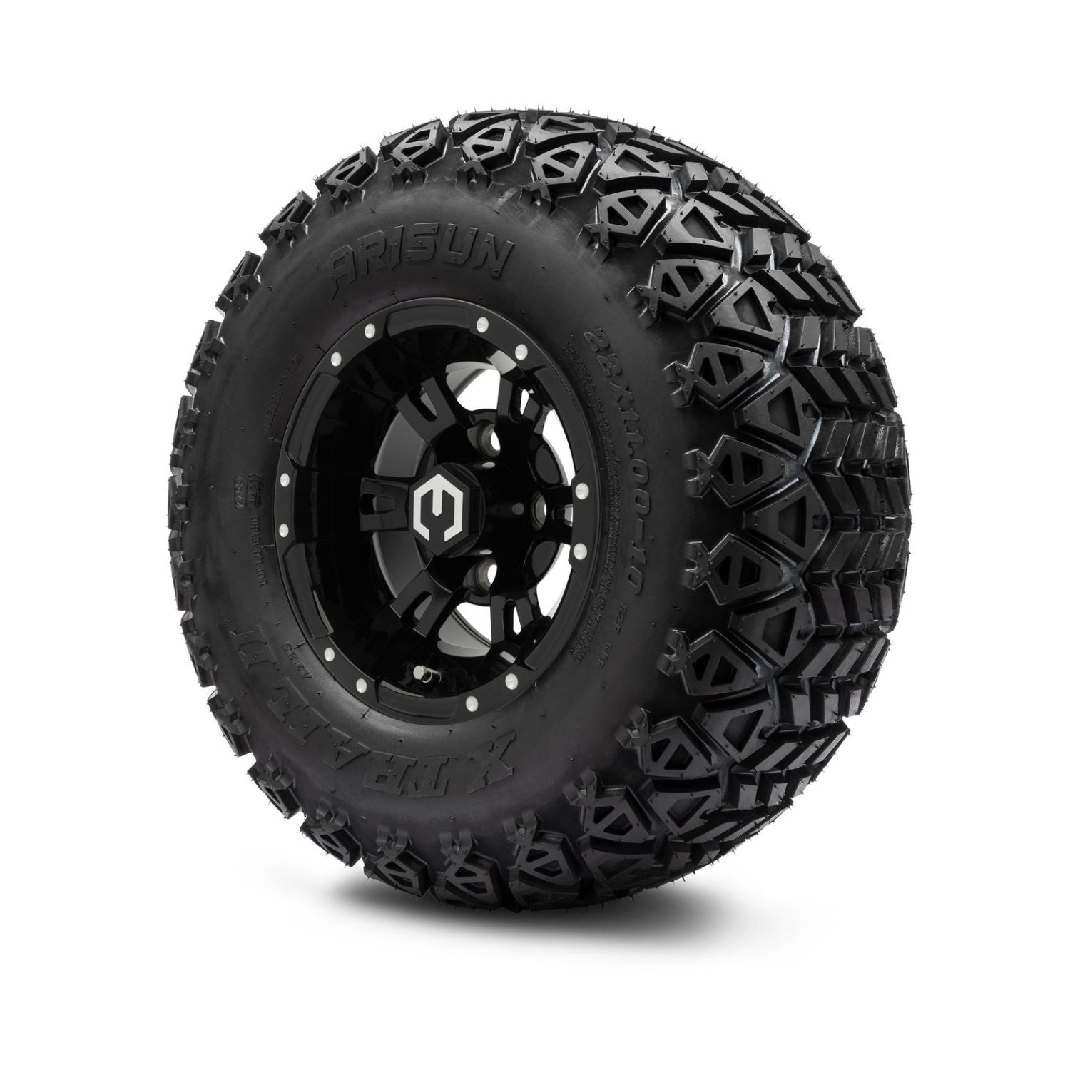 MODZ® 10" Ambush Glossy Black Wheels & Off-Road Tires Combo (Arisun X Trail All Terrain 22x11-10)
