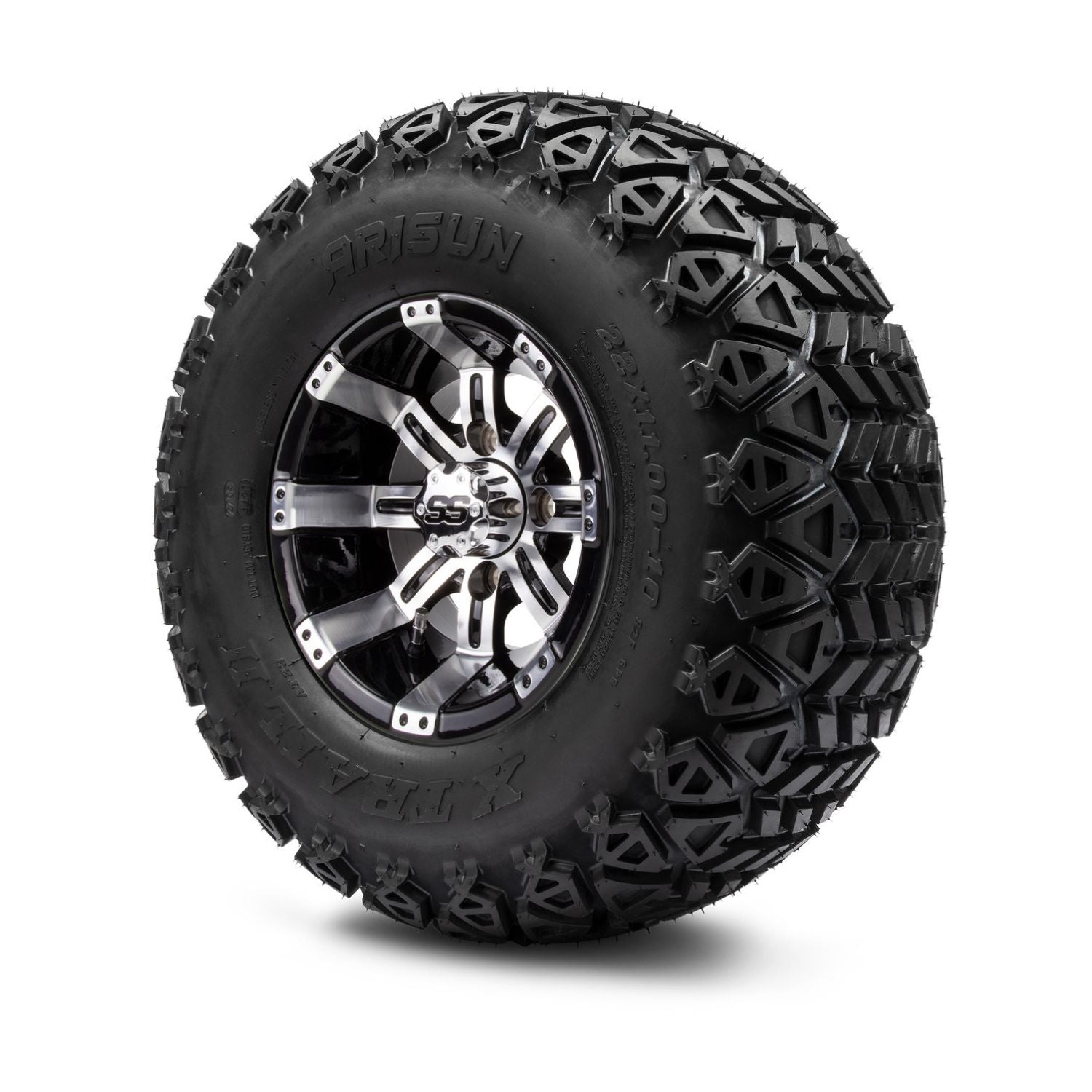MODZ® 10" Tempest Machined Black Wheels & Off-Road Tires Combo (Arisun X Trail All Terrain 22x11-10