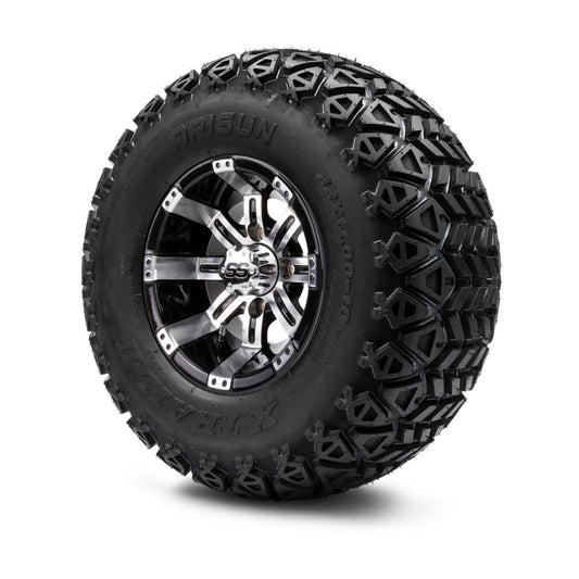 MODZ® 10" Tempest Machined Black Wheels & Off-Road Tires Combo (Arisun X Trail All Terrain 22x11-10