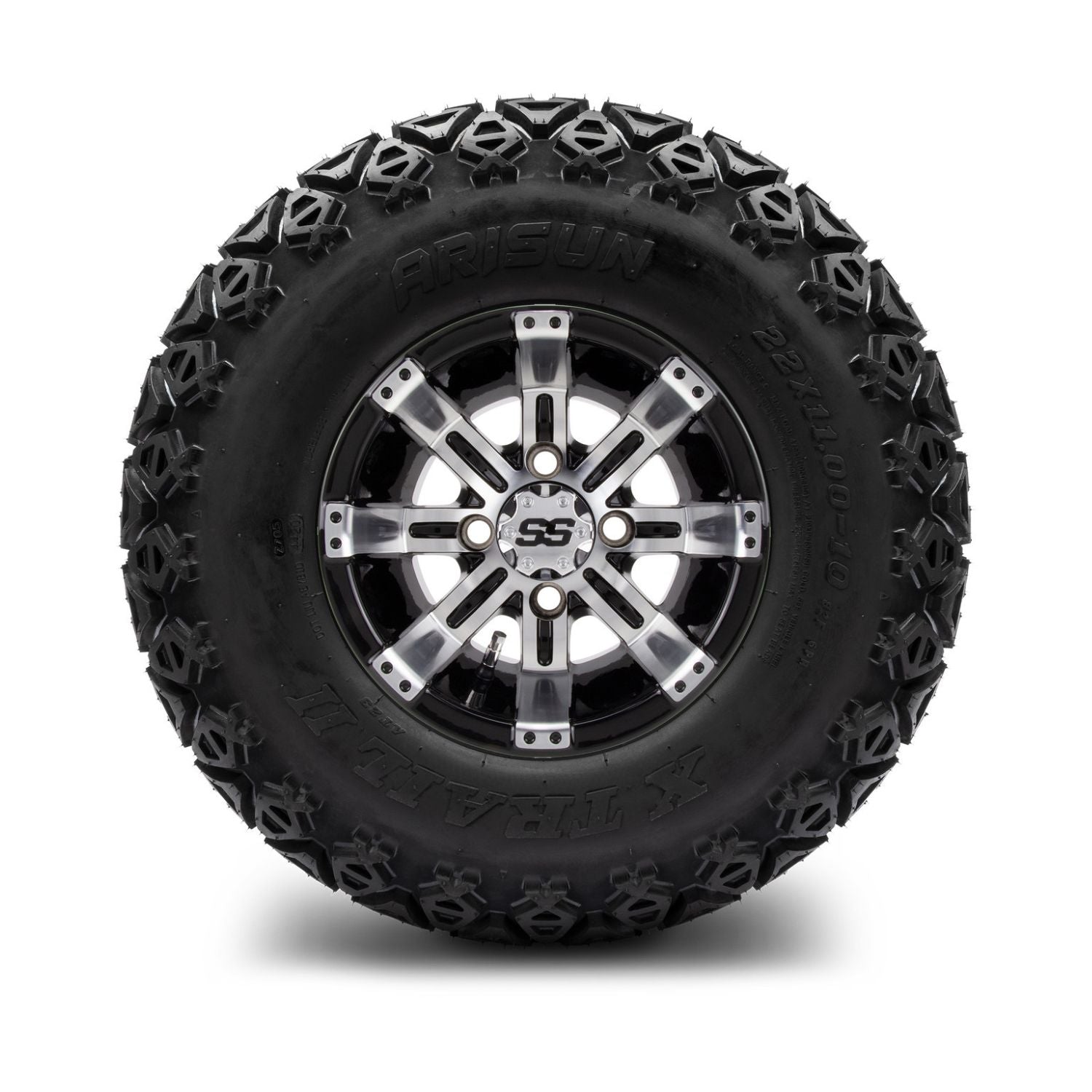 MODZ® 10" Tempest Machined Black Wheels & Off-Road Tires Combo (Arisun X Trail All Terrain 22x11-10