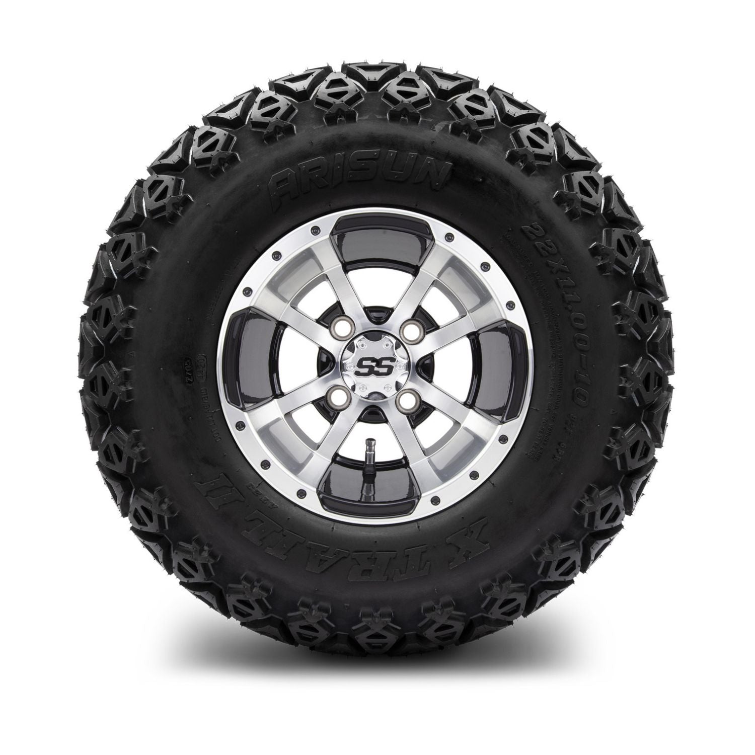 MODZ® 10" Storm Trooper Machined Black Wheels & Off-Road Tires Combo (Arisun X Trail All Terrain 22x11-10)