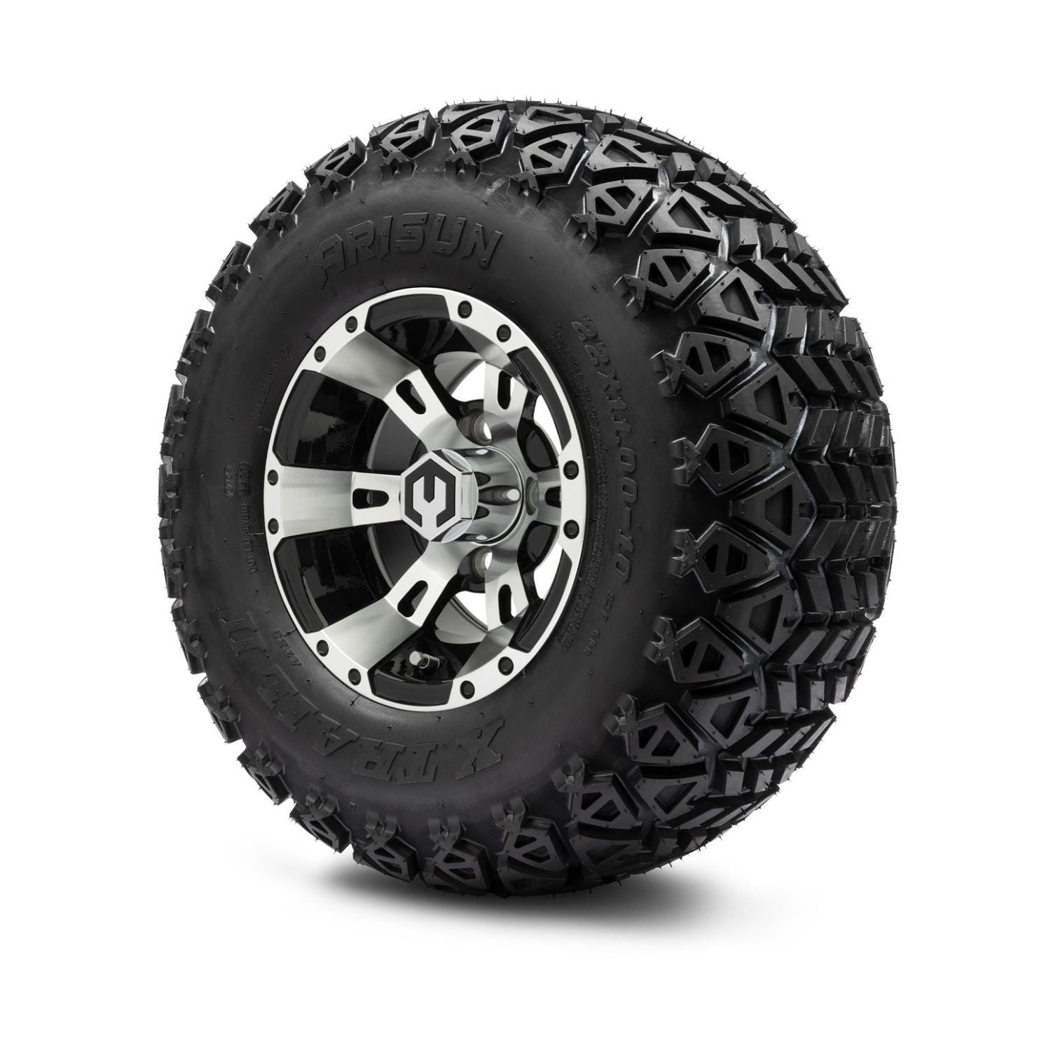 MODZ® 10" Ambush Machined Black Wheels & Off-Road Tires Combo (Arisun X Trail All Terrain 22x11-10)