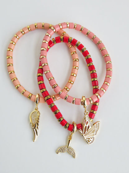 Enamel Stretch Bracelets  - Add Clip Charms