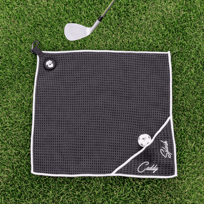 Golf Pocket Mag Towel - Black & Golf Club Water Brush Pro Bundle