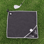 Golf Pocket Mag Towel - Black & Golf Club Water Brush Pro Bundle