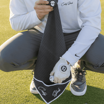 Golf Pocket Mag Towel - Black & Golf Club Water Brush Pro Bundle