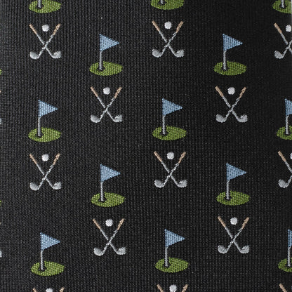 Golf Course Black Silk Men's Tie