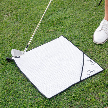 Golf Pocket Mag Towel - White & Ice White Golf Club Water Brush Pro Bundle