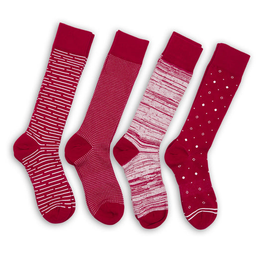 Cardinal / White Dress Socks 4-Pack