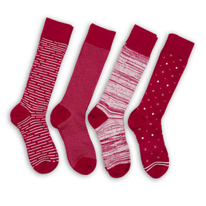 Cardinal / White Dress Socks 4-Pack