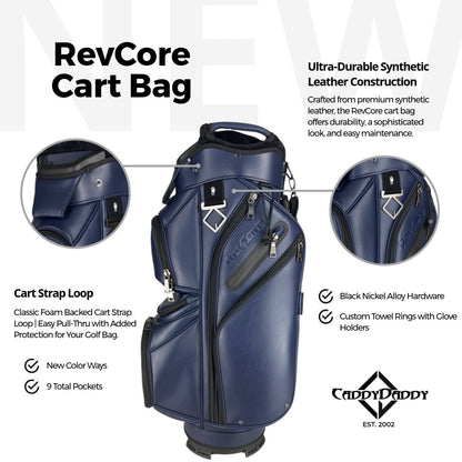 RevCore Lux Golf Cart Bag | 14 Way Velvet Lined Dividers