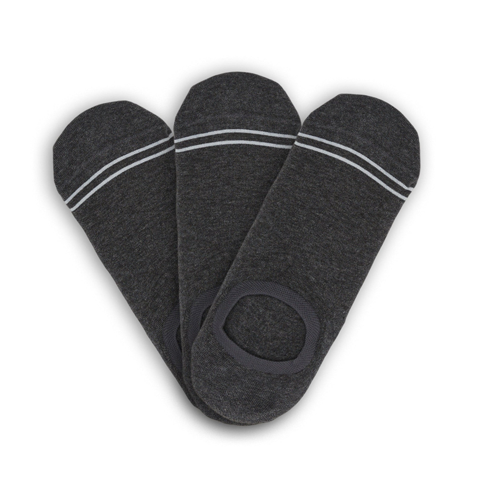 Charcoal Cotton No Show - 3 Pack