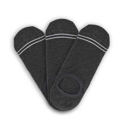 Charcoal Cotton No Show - 3 Pack