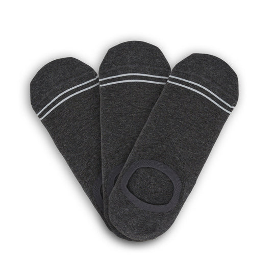 Charcoal Cotton No Show - 3 Pack