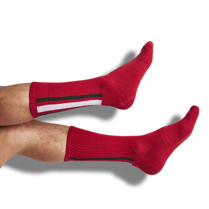 Crimson / White Mixed Socks 8 Pack