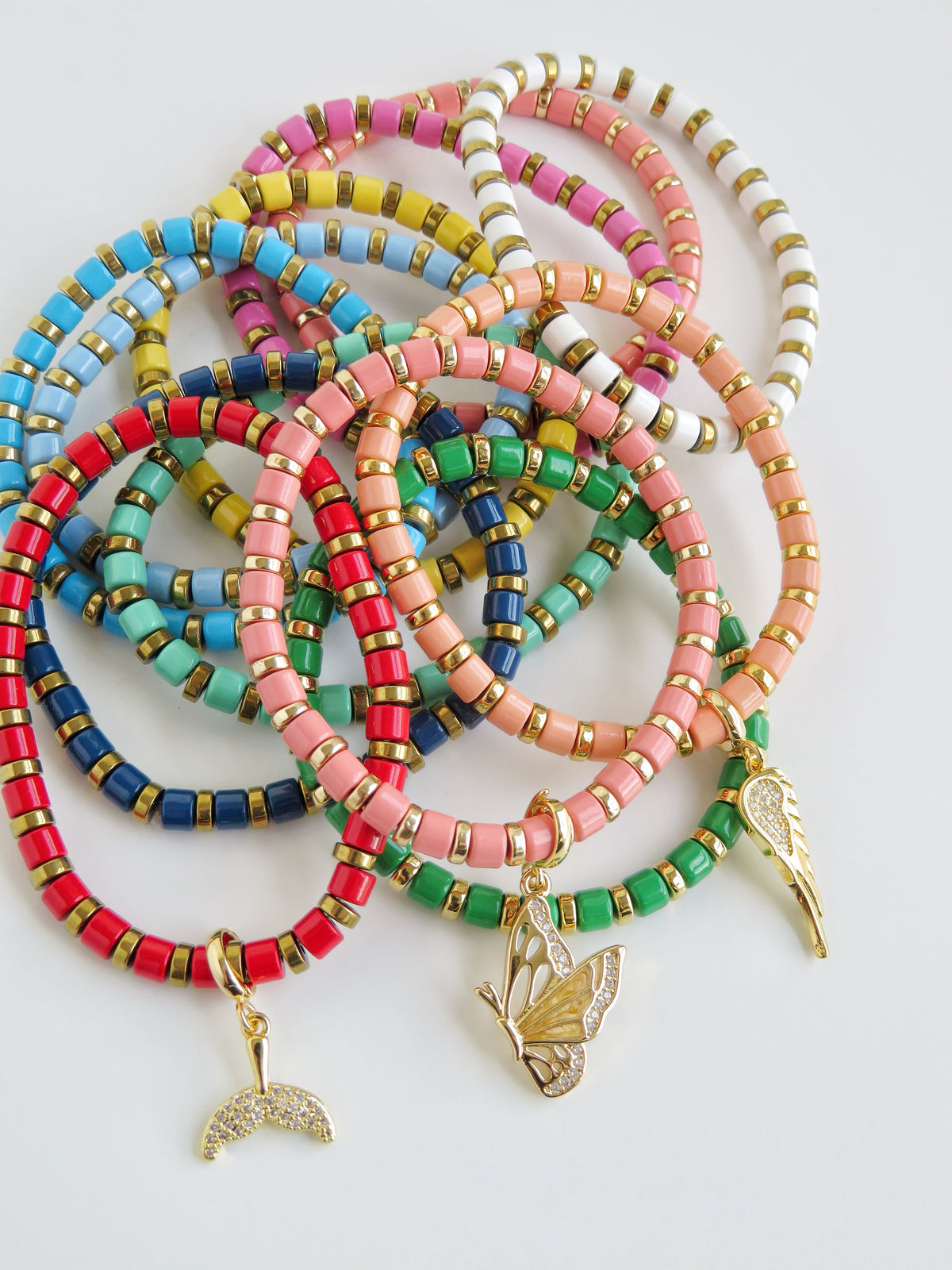 Enamel Stretch Bracelets  - Add Clip Charms