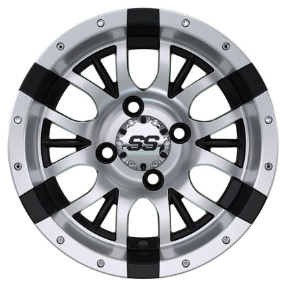 Diesel 12 inch GTW golf cart wheel - Silver / Black