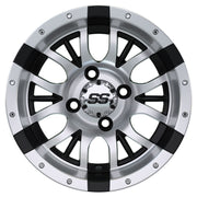 Diesel 12 inch GTW golf cart wheel - Silver / Black