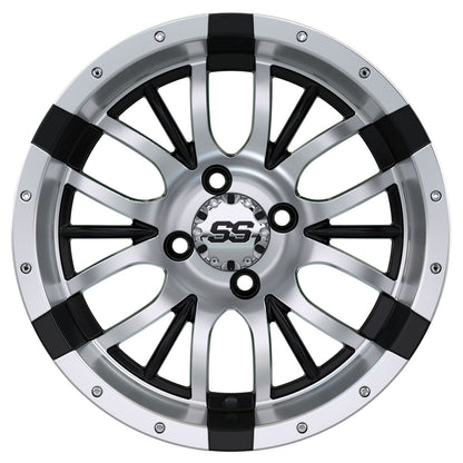 Diesel 14 inch GTW golf cart wheel - Silver / Black
