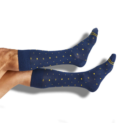 Navy Gold Mixed Socks 4 Pack -A