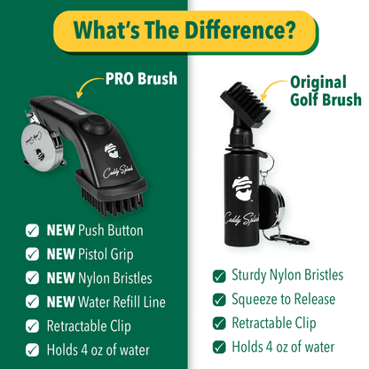 Golf Pocket Mag Towel - Black & Golf Club Water Brush Pro Bundle