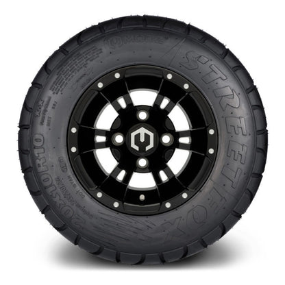 MODZ® 10" Ambush Glossy Black Wheels & Street Tires Combo (MODZ Street Fox Radial 20x10-10)