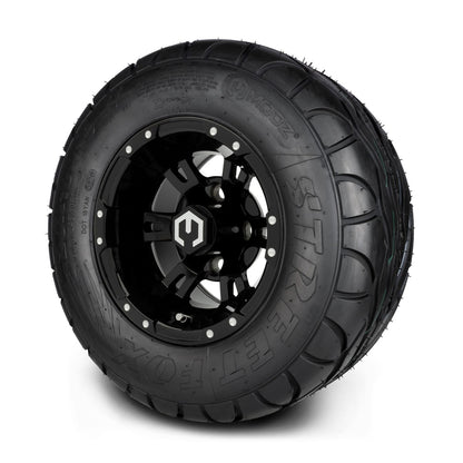 MODZ® 10" Ambush Glossy Black Wheels & Street Tires Combo (MODZ Street Fox Radial 20x10-10)