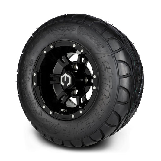 MODZ® 10" Ambush Glossy Black Wheels & Street Tires Combo (MODZ Street Fox Radial 20x10-10)