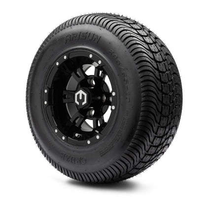 MODZ® 10" Ambush Glossy Black Wheels & Street Tires Combo (Arisun Cruze 205/65-10)