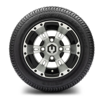 MODZ® 10" Ambush Machined Black Wheels & Street Tires Combo (Arisun Cruze 205/50-10)