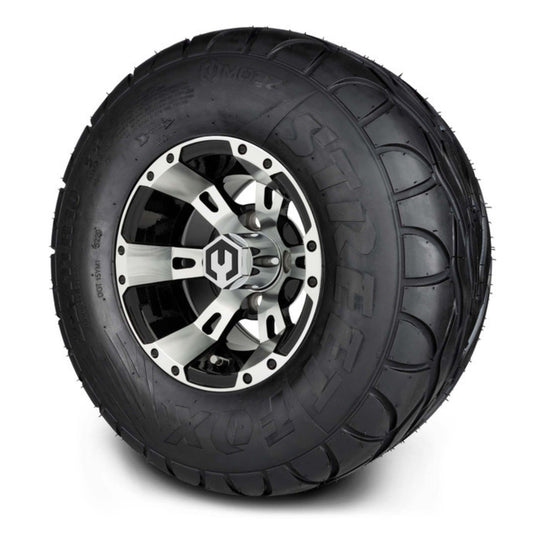MODZ® 10" Ambush Machined Black Wheels & Street Tires Combo (MODZ Street Fox Radial 22x11-10)