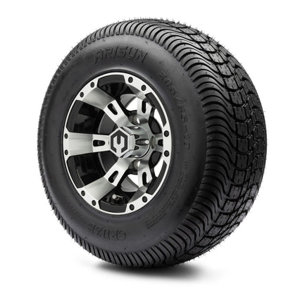 MODZ® 10" Ambush Machined Black Wheels & Street Tires Combo (Arisun Cruze 205/65-10)
