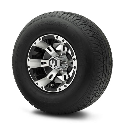 MODZ® 10" Ambush Machined Black Wheels & Street Tires Combo (Odyssey Tesseract Steel-Belted Radial 205/65-R10)