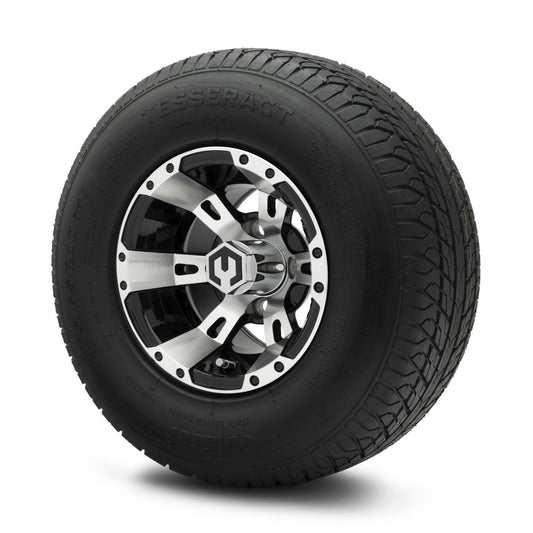 MODZ® 10" Ambush Machined Black Wheels & Street Tires Combo (Odyssey Tesseract Steel-Belted Radial 205/65-R10)