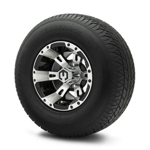 MODZ® 10" Ambush Machined Black Wheels & Street Tires Combo (Odyssey Tesseract Steel-Belted Radial 205/65-R10)