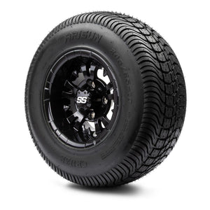 MODZ® 10" Vampire Glossy Black Wheels & Street Tires Combo (Arisun Cruze 205/65-10)