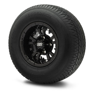 MODZ® 10" Vampire Glossy Black Wheels & Street Tires Combo (Odyssey Tesseract Steel-Belted Radial 205/65-R10)