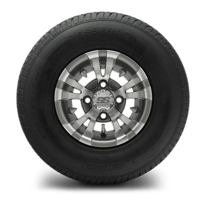 MODZ® 10" Vampire Gunmetal Wheels & Street Tires Combo (Odyssey Tesseract Steel-Belted Radial 205/65-R10)