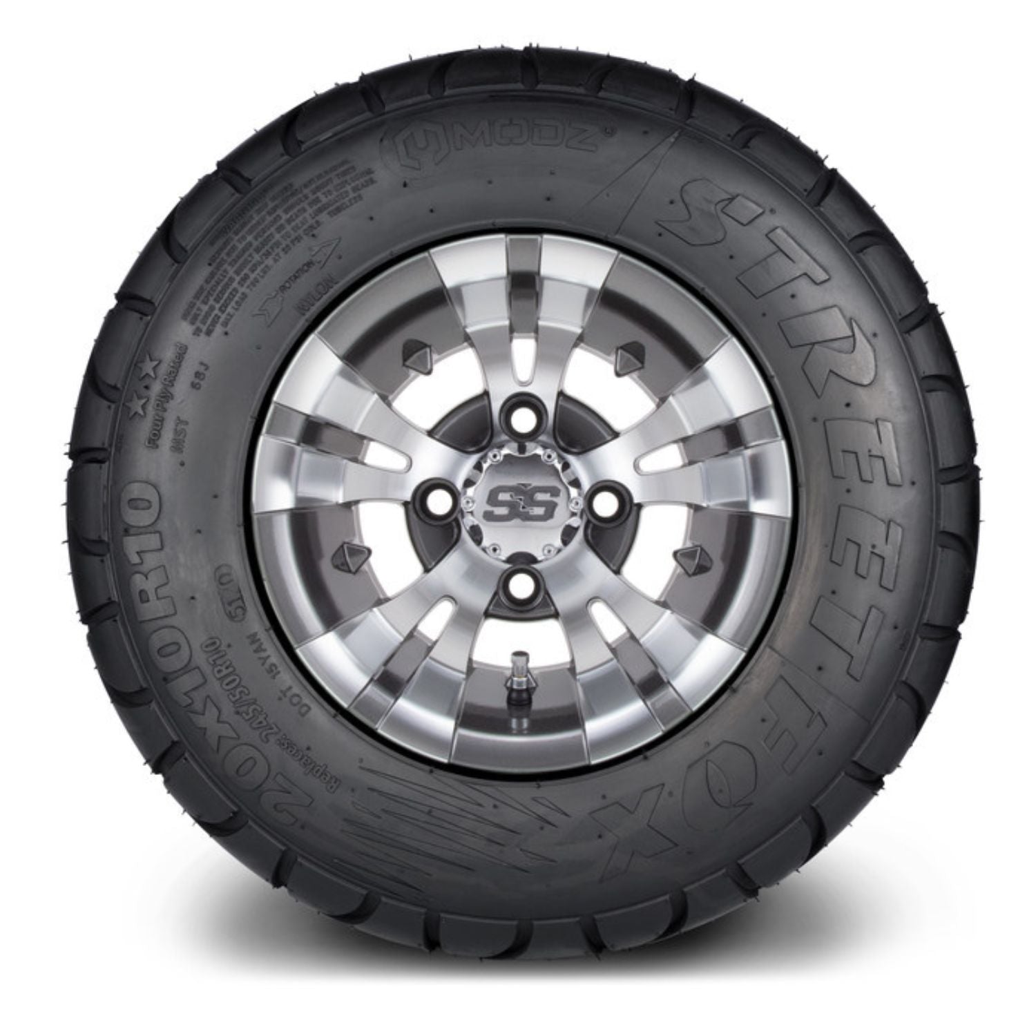MODZ® 10" Vampire Gunmetal Wheels & Street Tires Combo (MODZ Street Fox Radial 20x10-10)