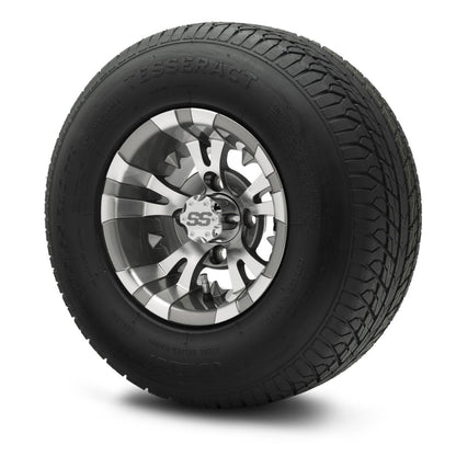 MODZ® 10" Vampire Gunmetal Wheels & Street Tires Combo (Odyssey Tesseract Steel-Belted Radial 205/65-R10)