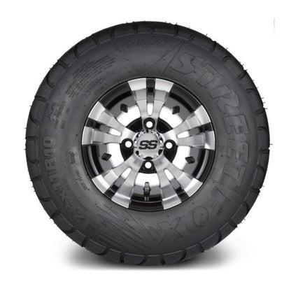 MODZ® 10" Vampire Machined Black Wheels & Street Tires Combo (MODZ Street Fox Radial 22x11-10)