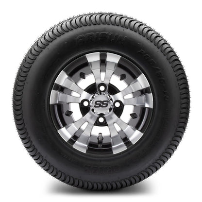 MODZ® 10" Vampire Machined Black Wheels & Street Tires Combo (Arisun Cruze 205/65-10)