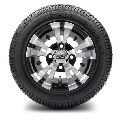 MODZ® 10" Vampire Machined Black Wheels & Street Tires Combo (Arisun Cruze 205/50-10)