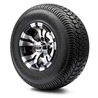 MODZ® 10" Vampire Machined Black Wheels & Street Tires Combo (Arisun Cruze 205/65-10)