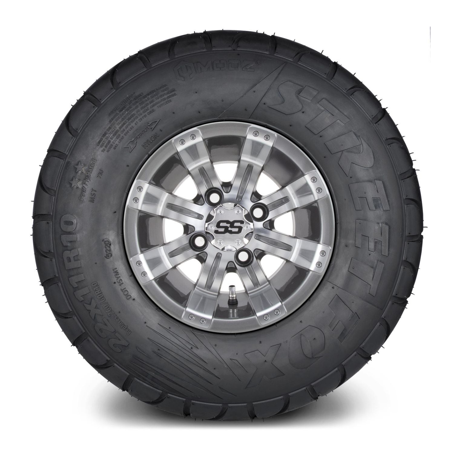 MODZ® 10" Tempest Gunmetal Wheels & Street Tires Combo (MODZ Street Fox Radial 22x11-10)