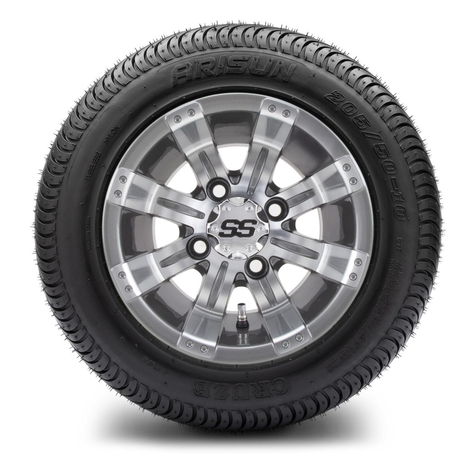 MODZ® 10" Tempest Gunmetal Wheels & Street Tires Combo (Arisun Cruze 205/50-10)