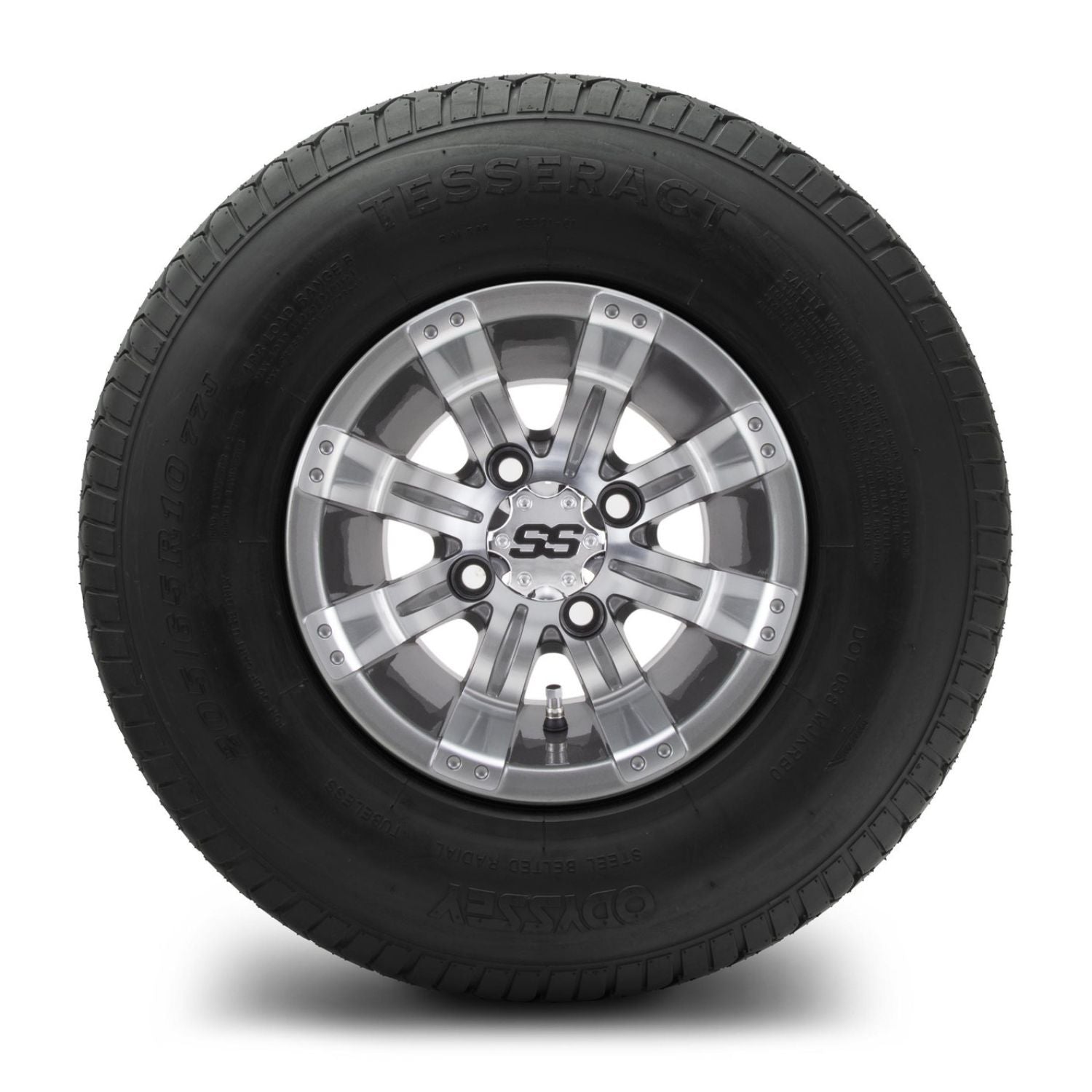 MODZ® 10" Tempest Gunmetal Wheels & Street Tires Combo (Odyssey Tesseract Steel-Belted Radial 205/65-R10)