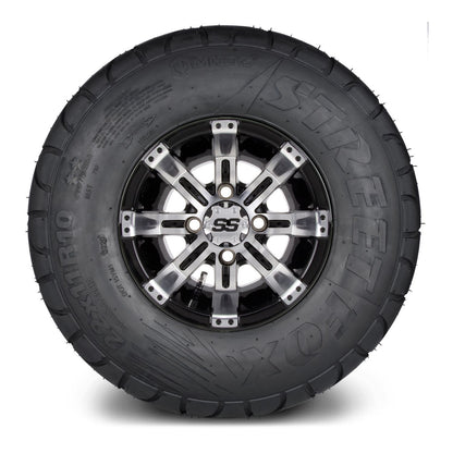 MODZ® 10" Tempest Machined Black Wheels & Street Tires Combo (MODZ Street Fox Radial 22x11-10)