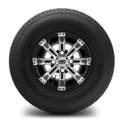 MODZ® 10" Tempest Machined Black Wheels & Street Tires Combo (Odyssey Tesseract Steel-Belted Radial 205/65-R10)